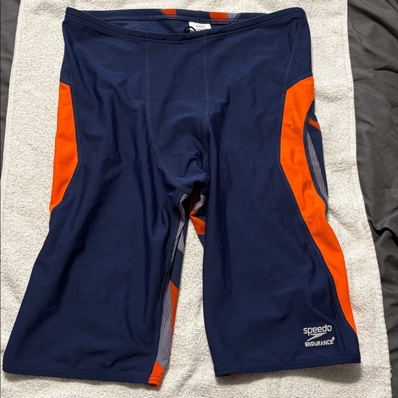 Speedo Endurance Swim Jammers - Dark Blue and Bright Orange - Picture 1 of 3
